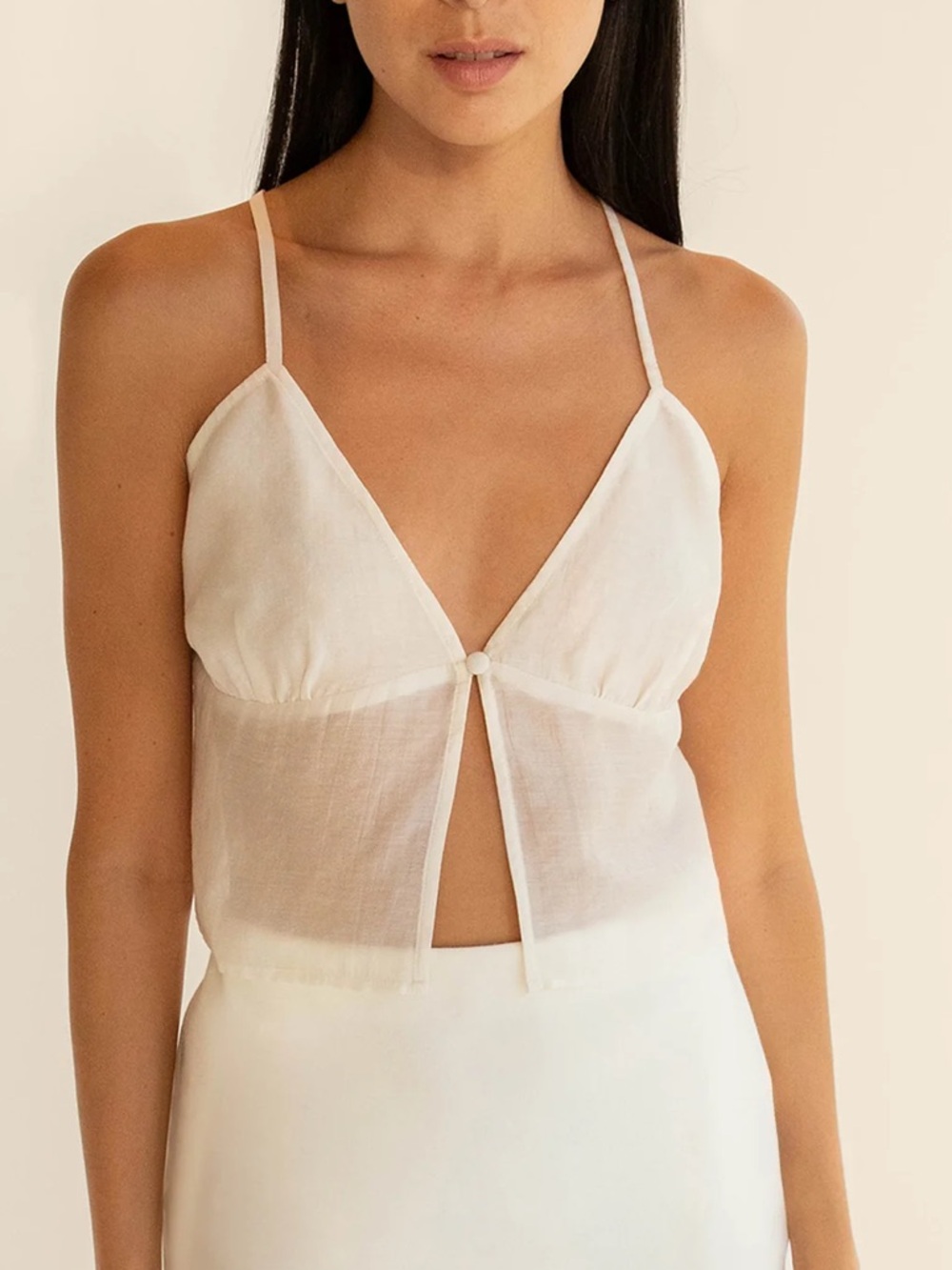 Oak + Fort Button front light crop camisole Bralette